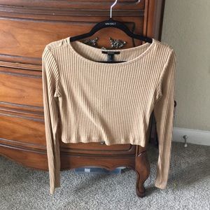 Tan ribbed crop top